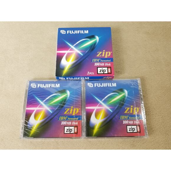 Fujifilm 100mb Disk BM Formatted Zip Disk New Sealed 4 pcs Vintage - Picture 2 of 11